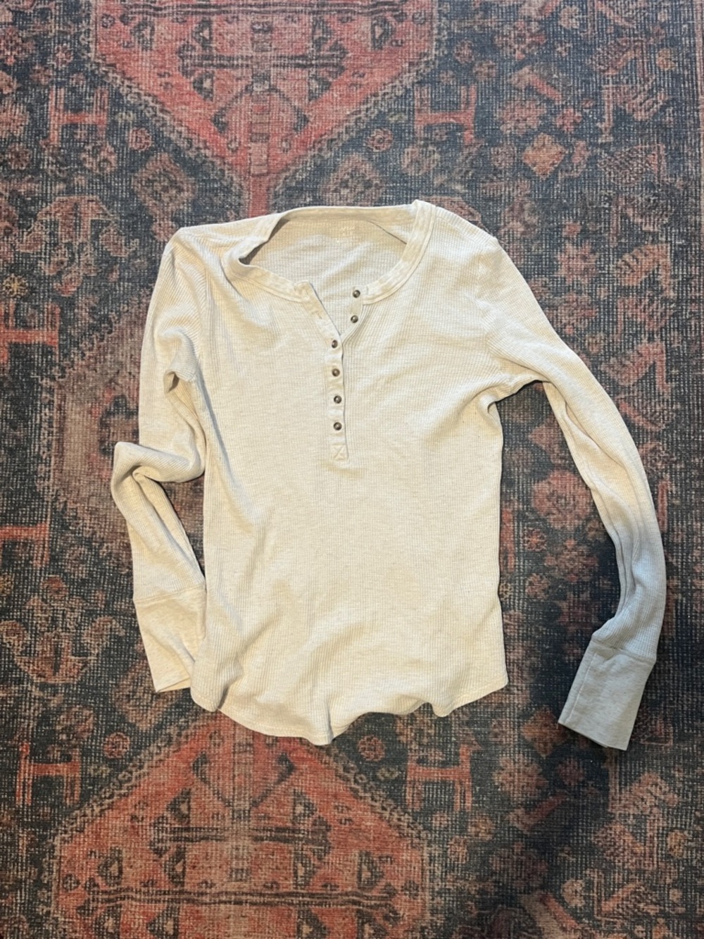 aerie Women's Long-Sleeve Henley in Oatmeal